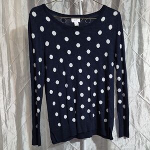 Old Navy Preppy Polkadot Sweater navy Blue Size Medium